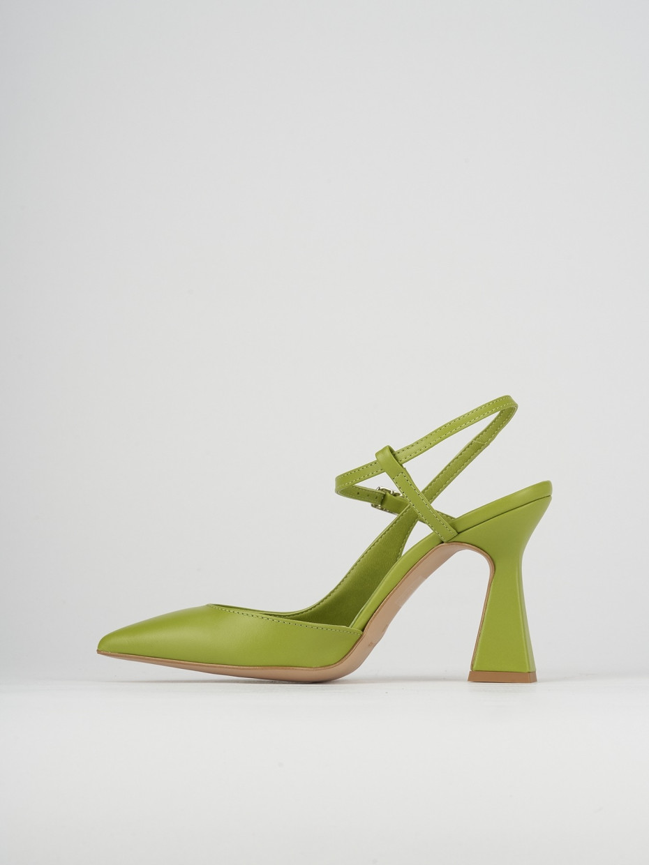 Zapatos de salón tacón 10 cm verde cuero