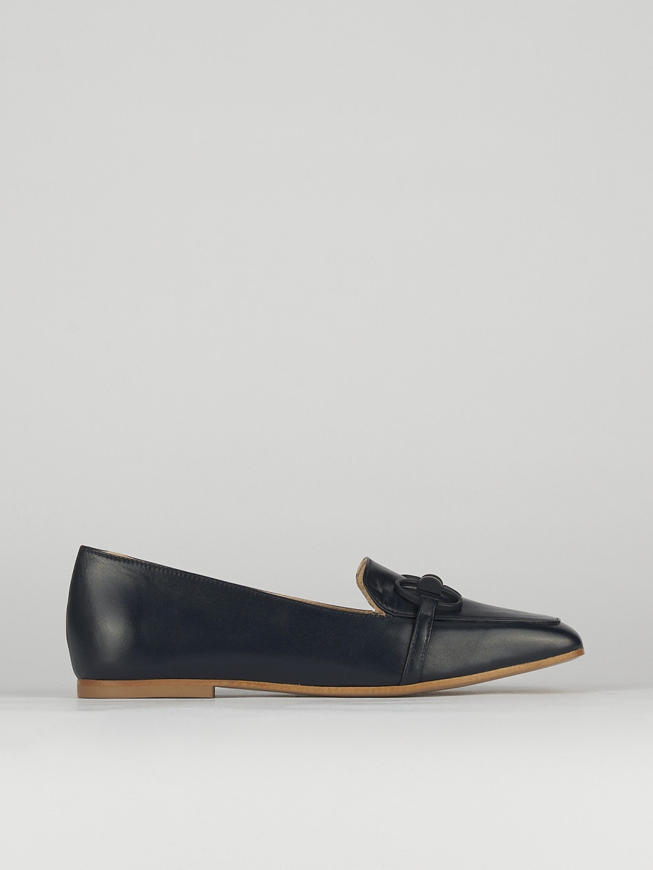 Mocasines tacón 1 cm azul cuero
