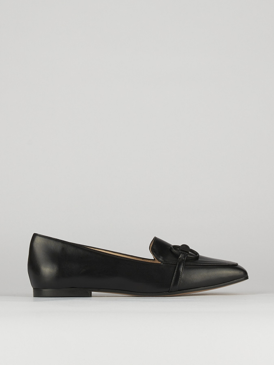 Mocasines tacón 1 cm negro cuero
