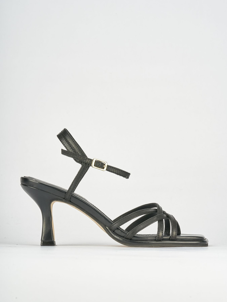 Sandali tacco 6cm pelle nero