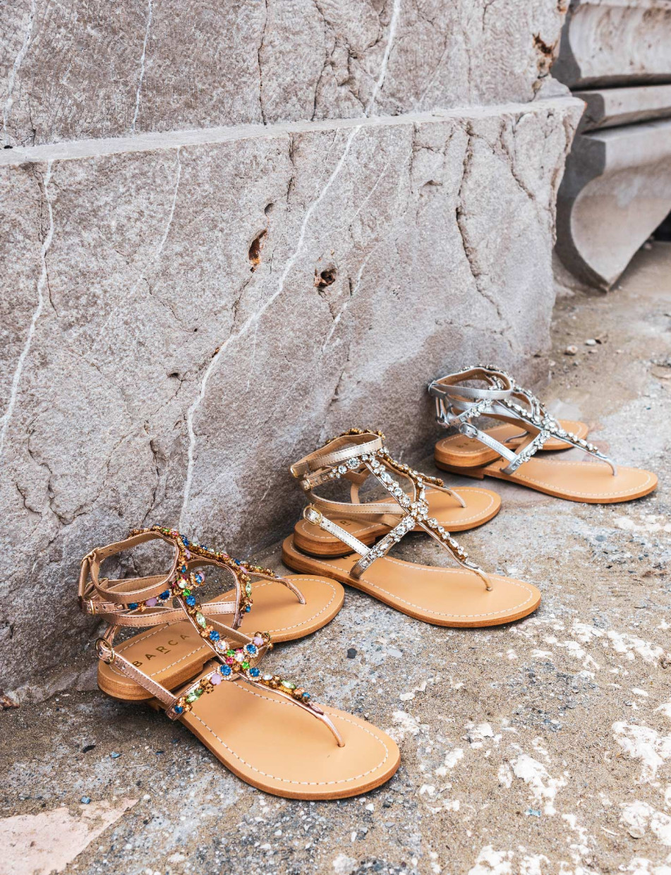 Low heel sandals heel 1 cm silver leather