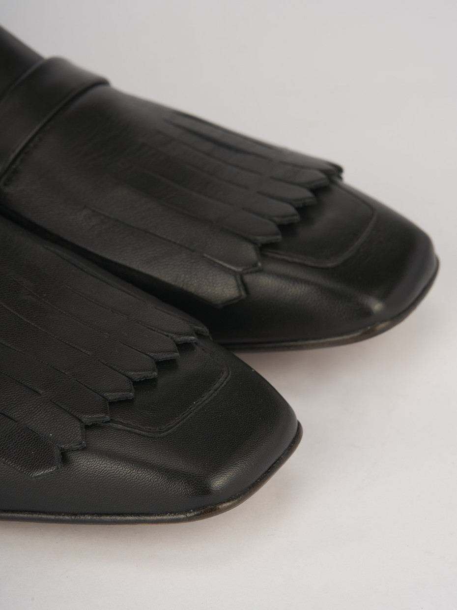 Mocasines tacón 1 cm negro cuero
