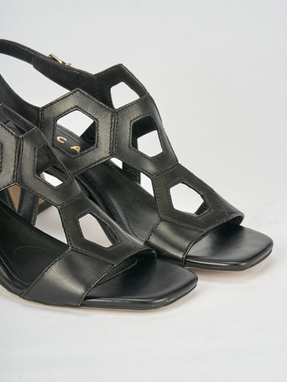 Sandali tacco 5cm pelle nero