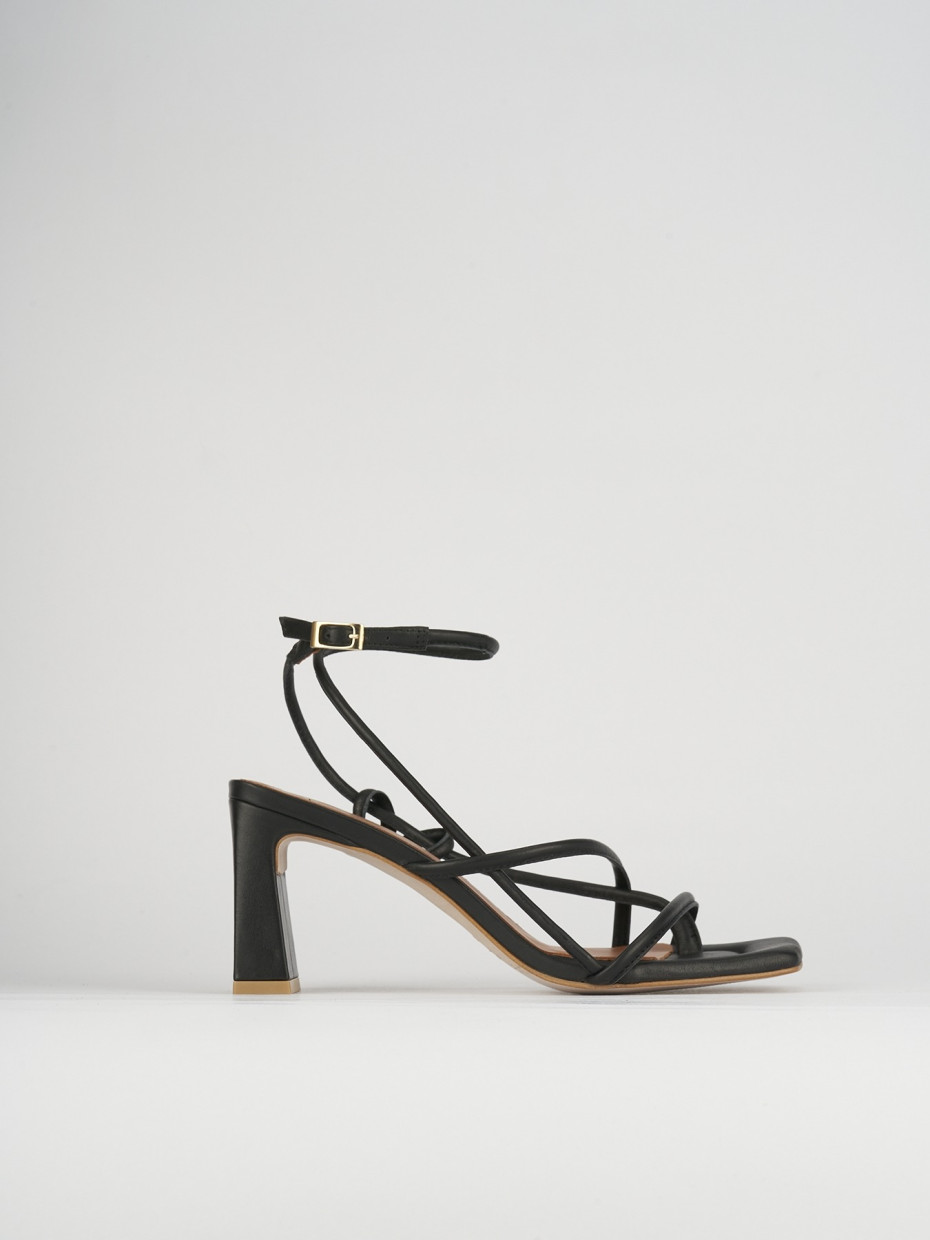 High heel sandals heel 8 cm black leather