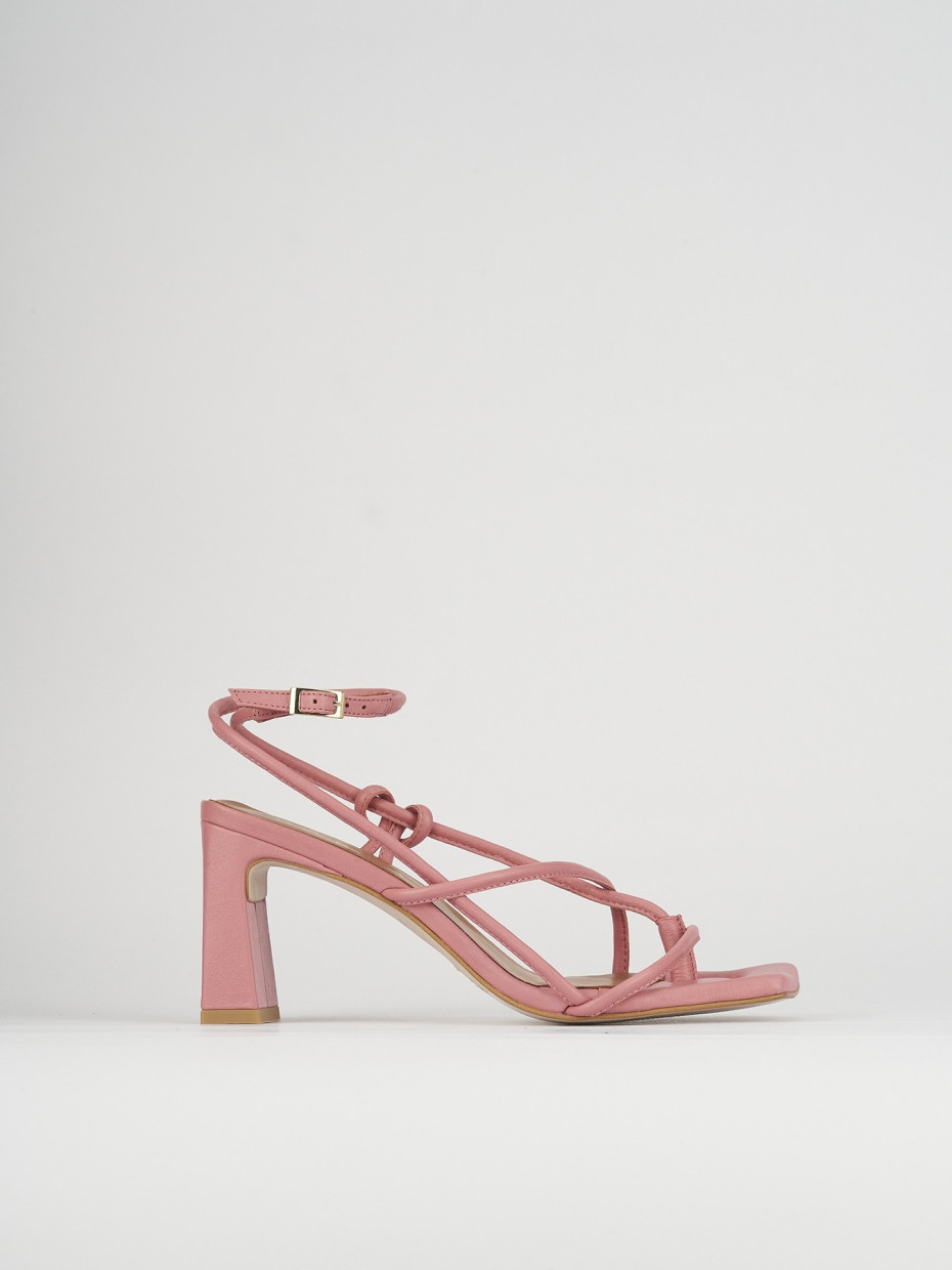 Sandalias de tacón alto tacón 8 cm rosa cuero