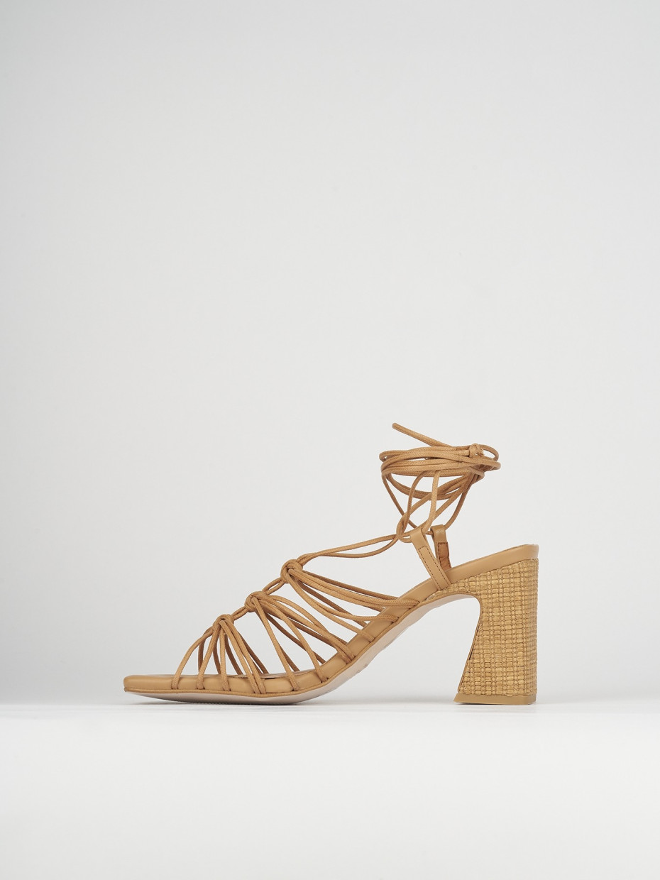 Sandalias de tacón alto tacón 8 cm marrón cuero