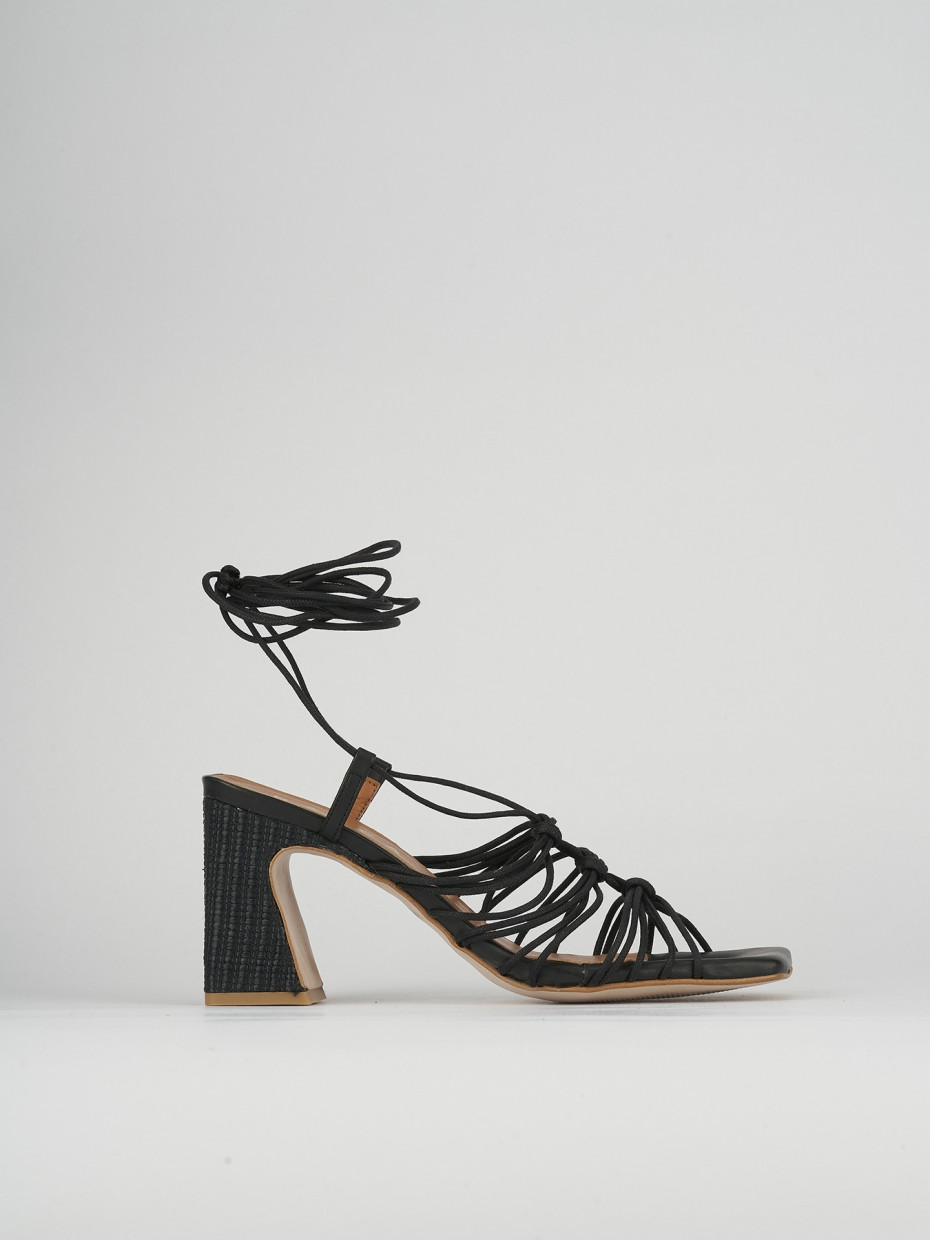 Sandalias de tacón alto tacón 8 cm negro cuero