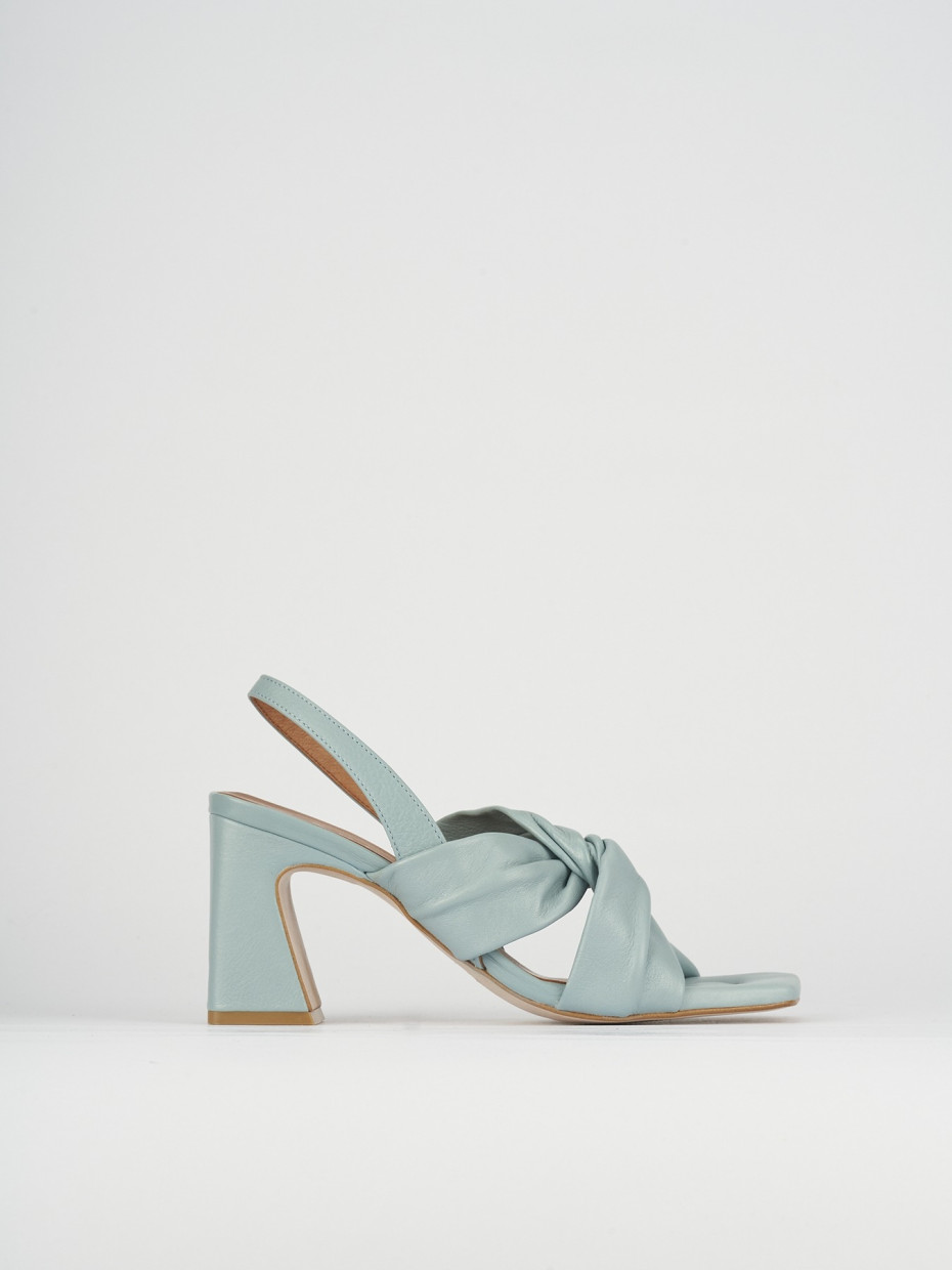 Sandalias de tacón alto tacón 8 cm turquesa cuero