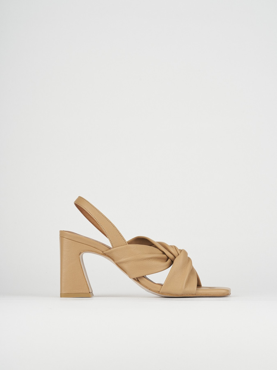 Sandalias de tacón alto tacón 8 cm marrón cuero