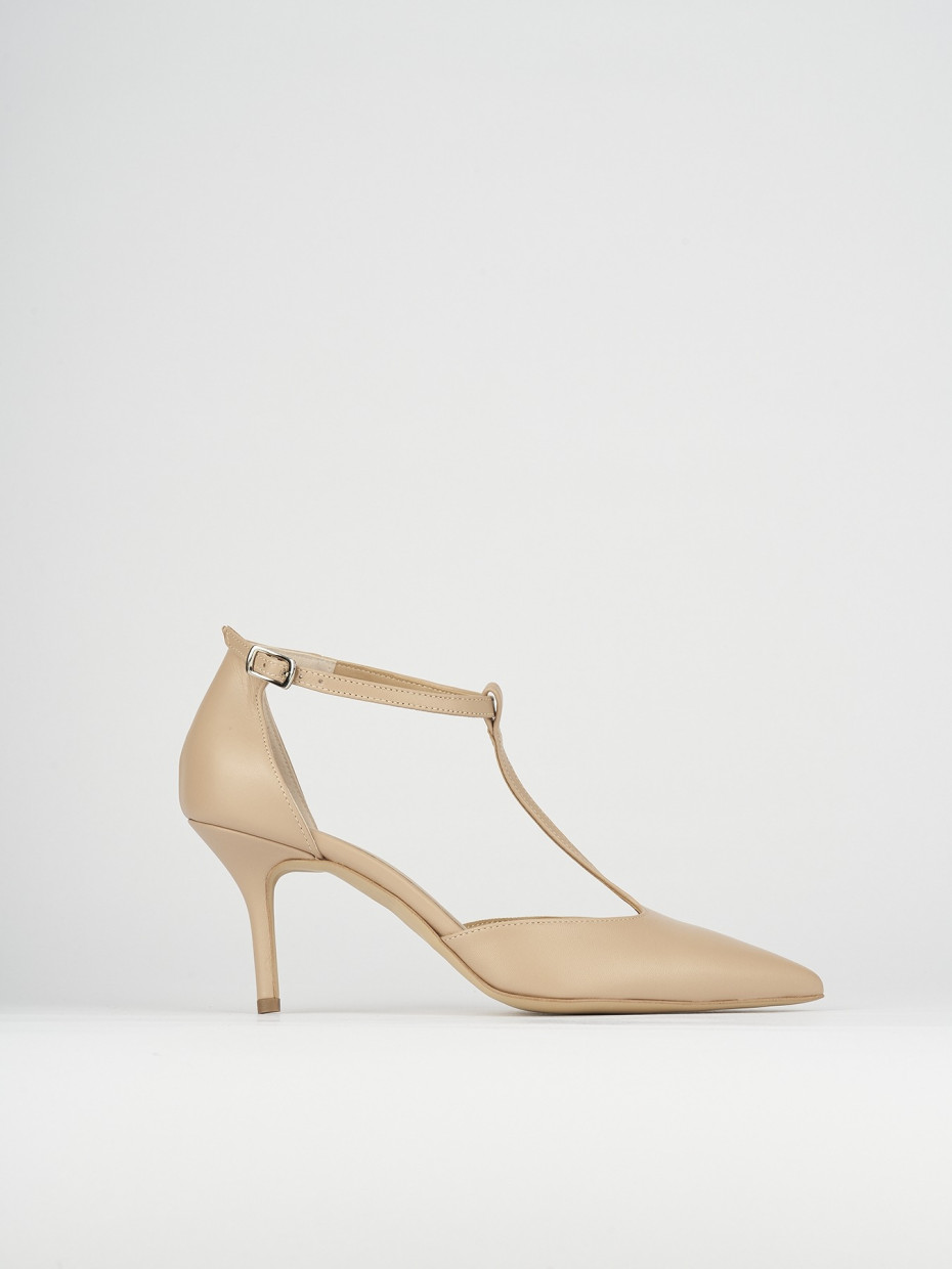 Pumps heel 7 cm beige leather