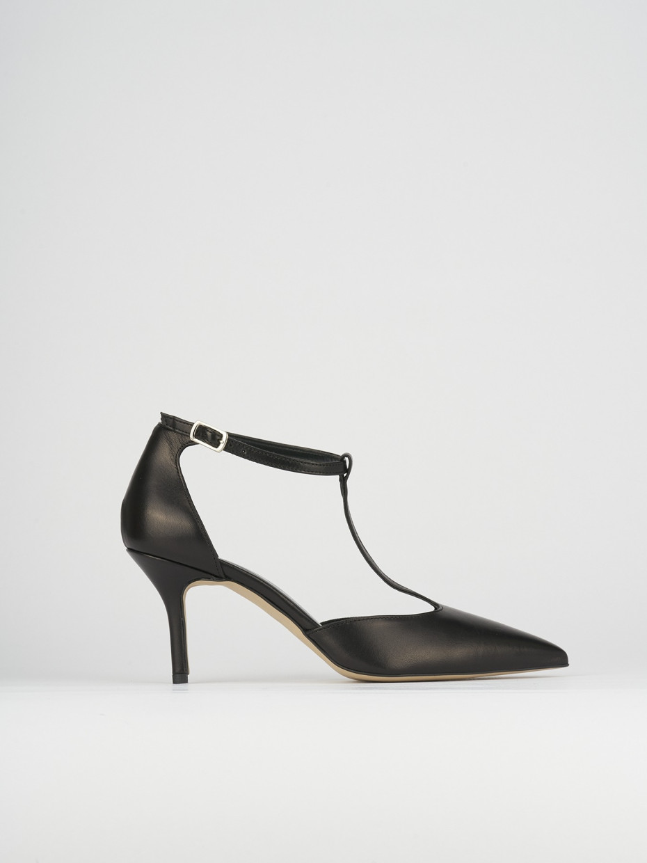 Zapatos de salón tacón 7 cm negro cuero