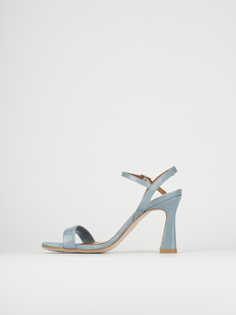 High heel sandals heel 9 cm light blue leather