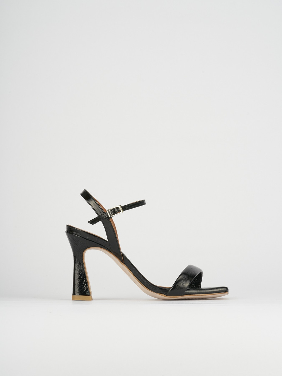 High heel sandals heel 9 cm black leather