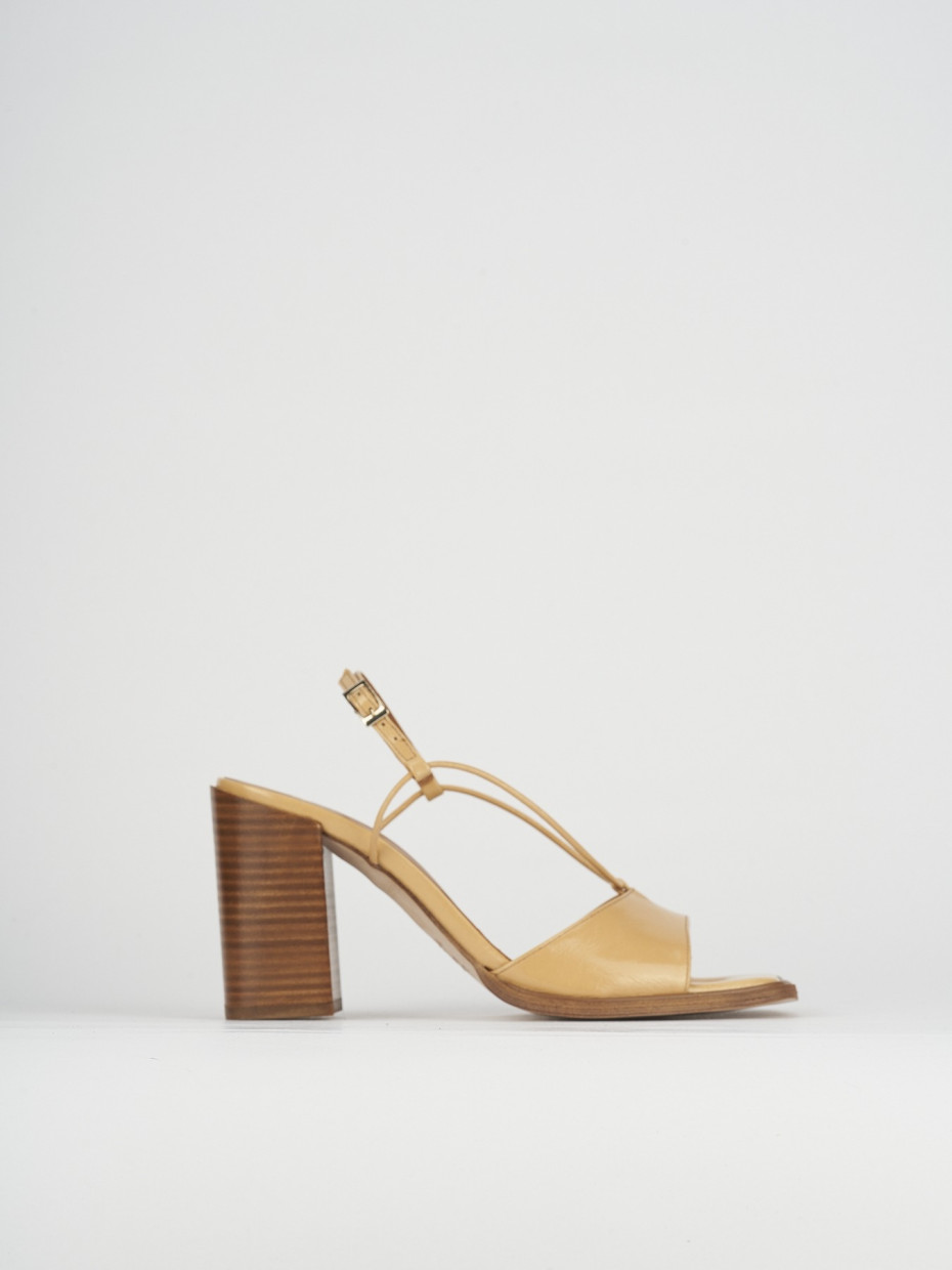 Sandalias de tacón alto tacón 9 cm marrón cuero