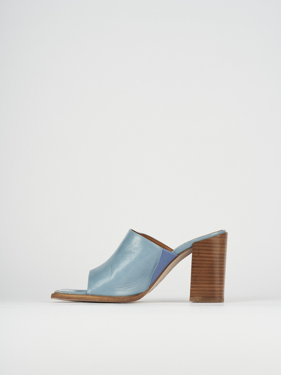 Mules tacón 8 cm turquesa charol