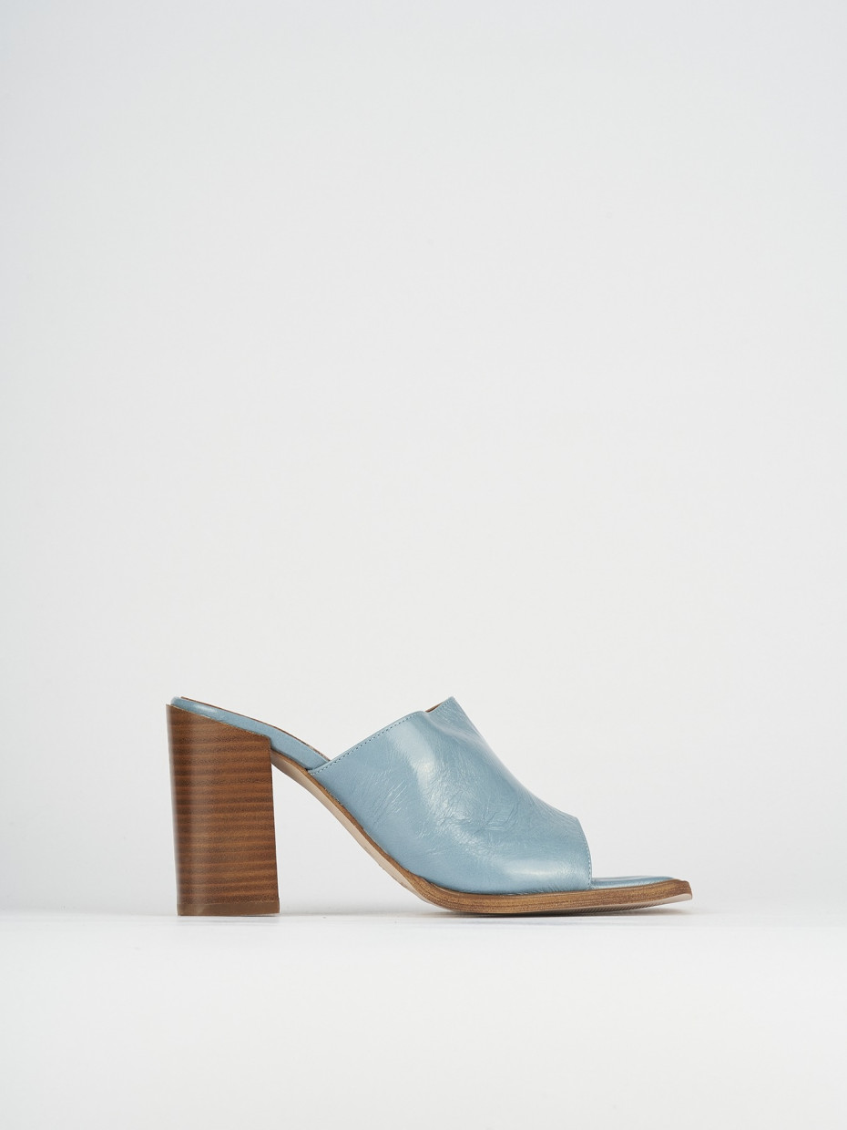 Mules tacón 8 cm turquesa charol
