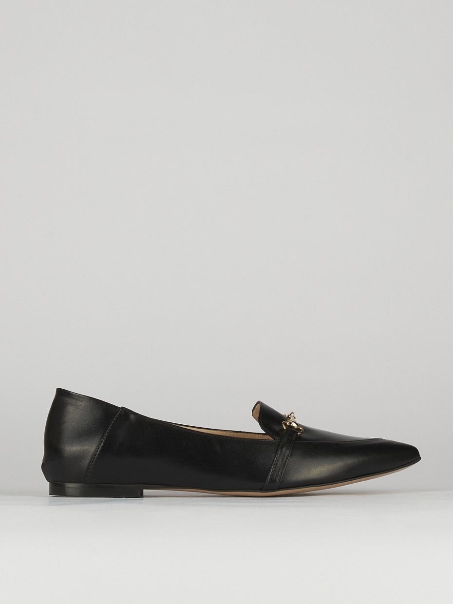 Mocasines tacón 1 cm negro cuero