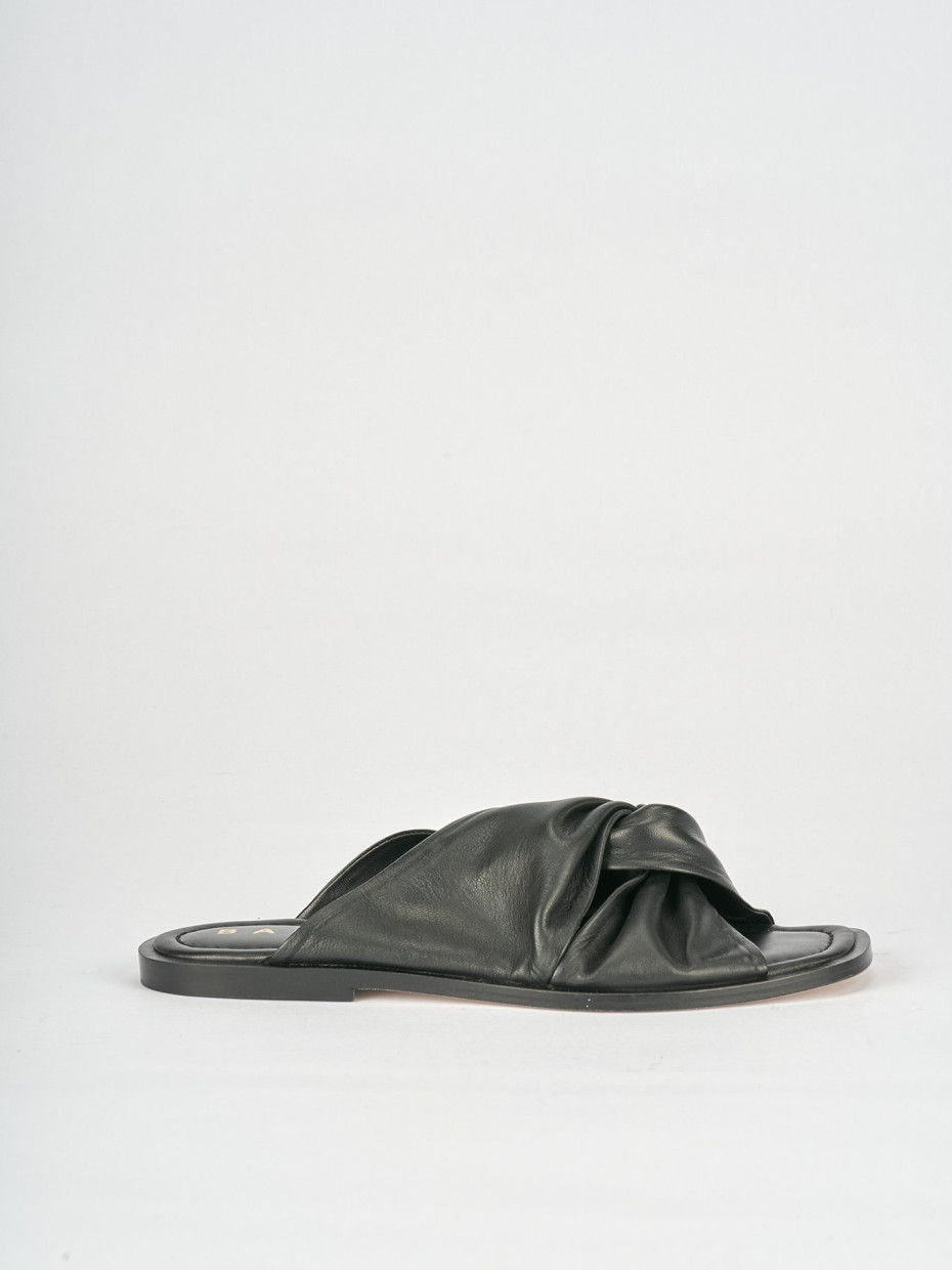 Mules tacón 1 cm negro cuero