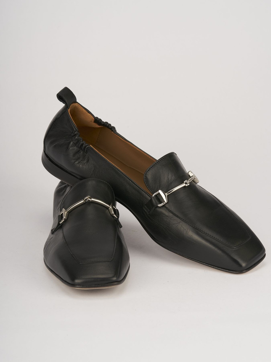 Mocasines tacón 1 cm negro cuero