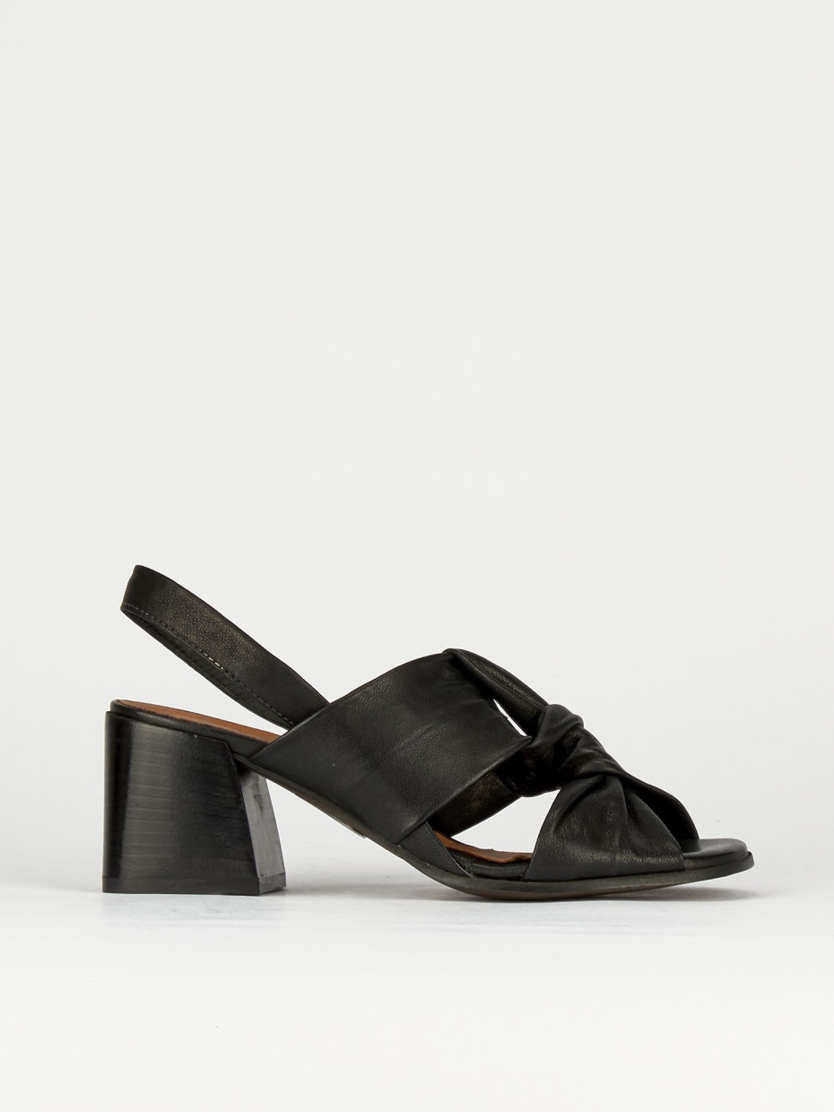 High heel sandals heel 7 cm black leather