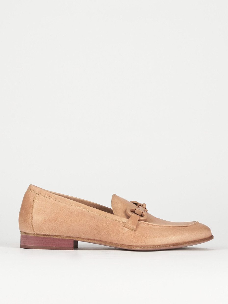 Mocasines tacón 1 cm rosa cuero