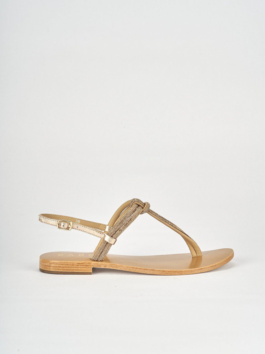 Low heel sandals heel 1 cm bronze leather