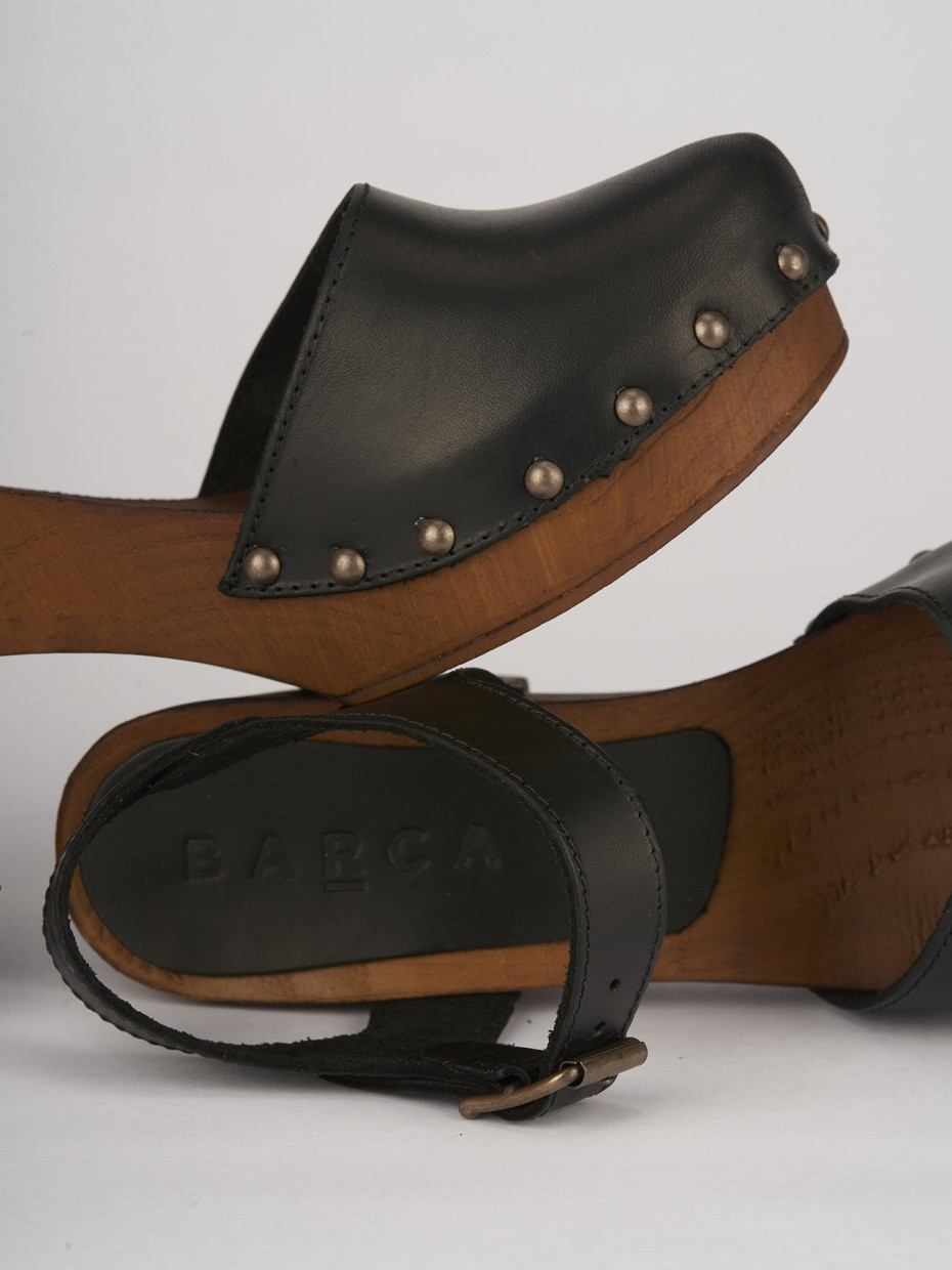 High heel sandals heel 7 cm black leather
