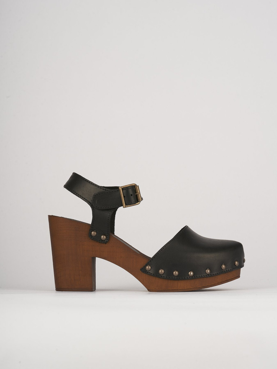 High heel sandals heel 7 cm black leather