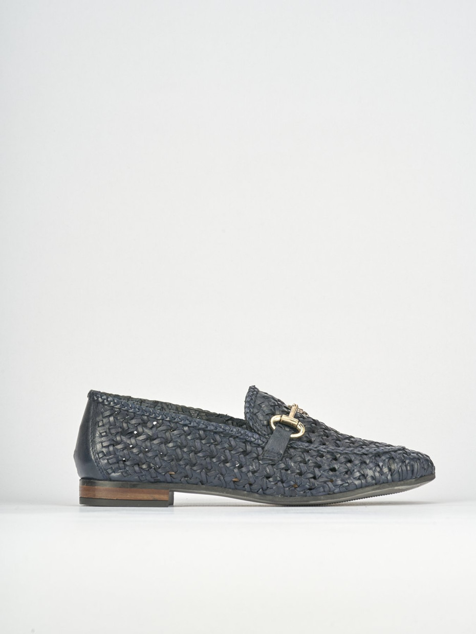 Mocasines tacón 1 cm azul cuero