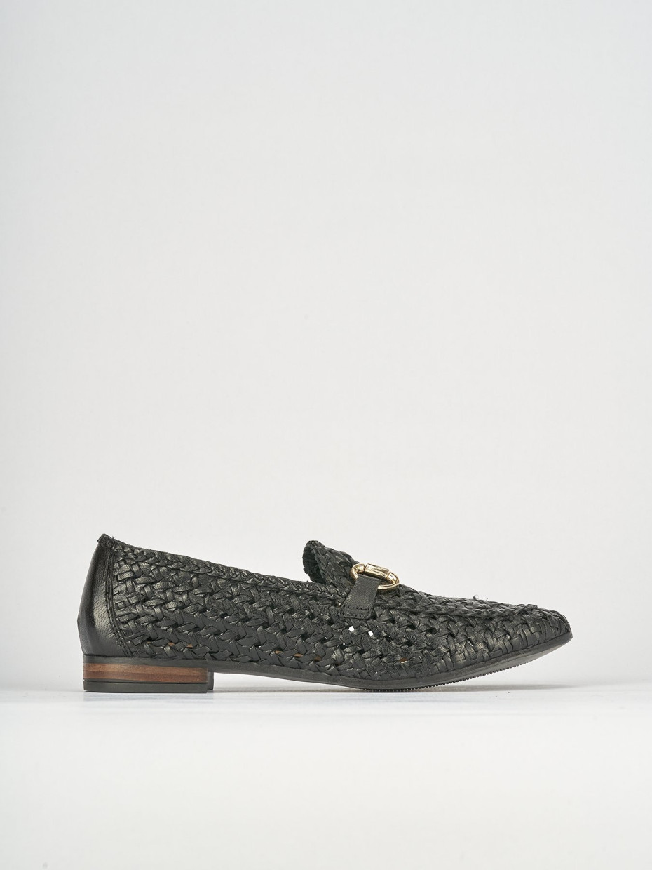 Mocasines tacón 1 cm negro cuero