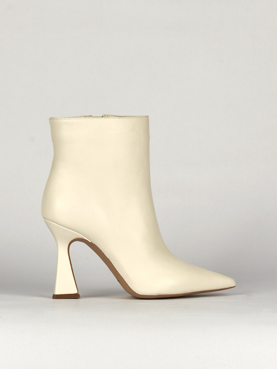 Botines de tacón alto tacón 9 cm blanco cuero