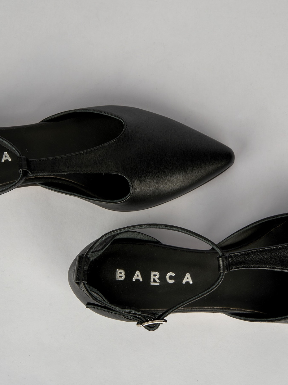 Flat shoes heel 1 cm black leather