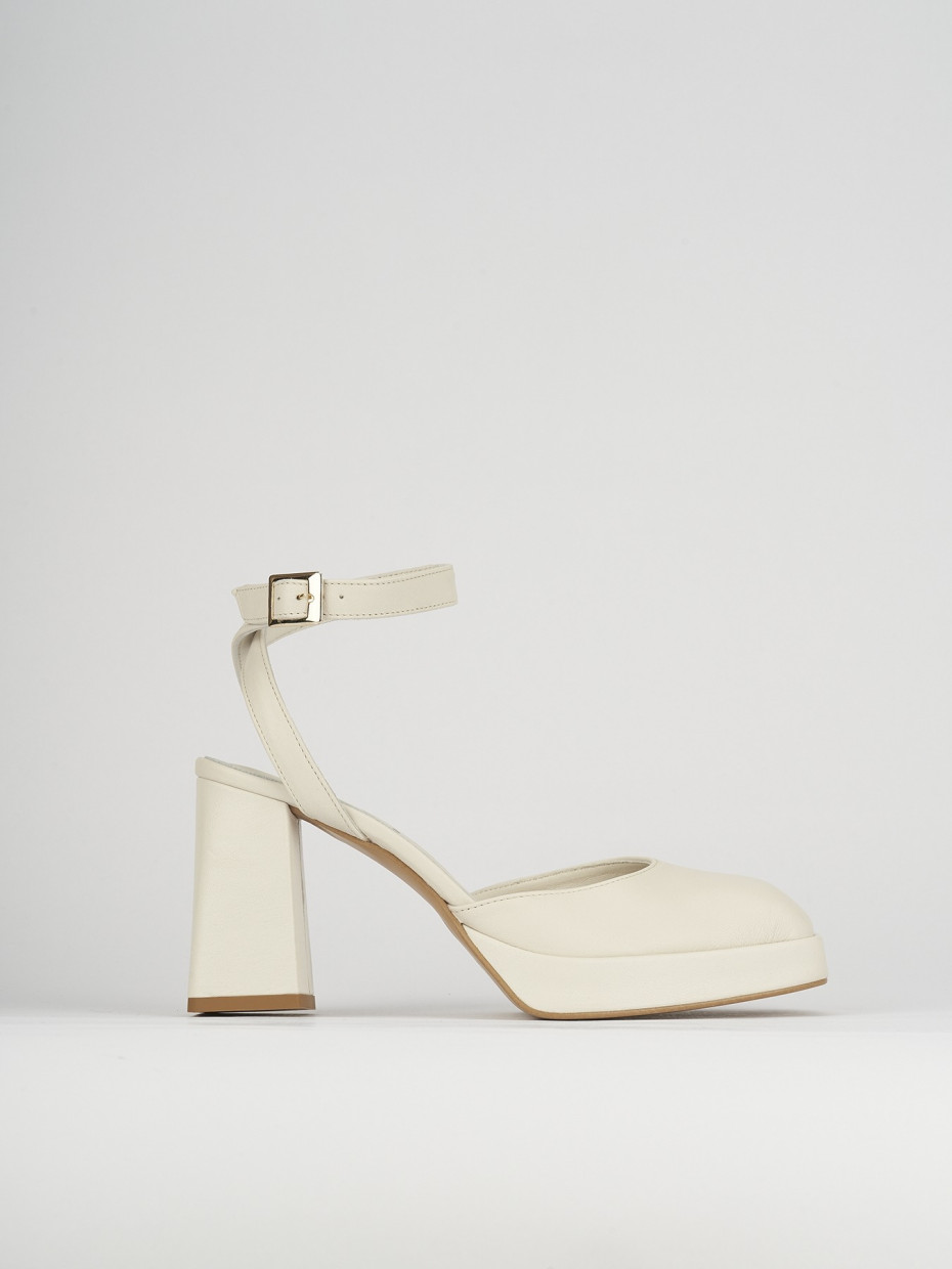 Sandalias de tacón alto tacón 9 cm blanco cuero