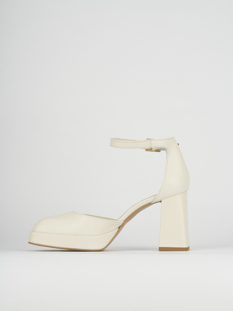 Zapatos de salón tacón 9 cm blanco cuero