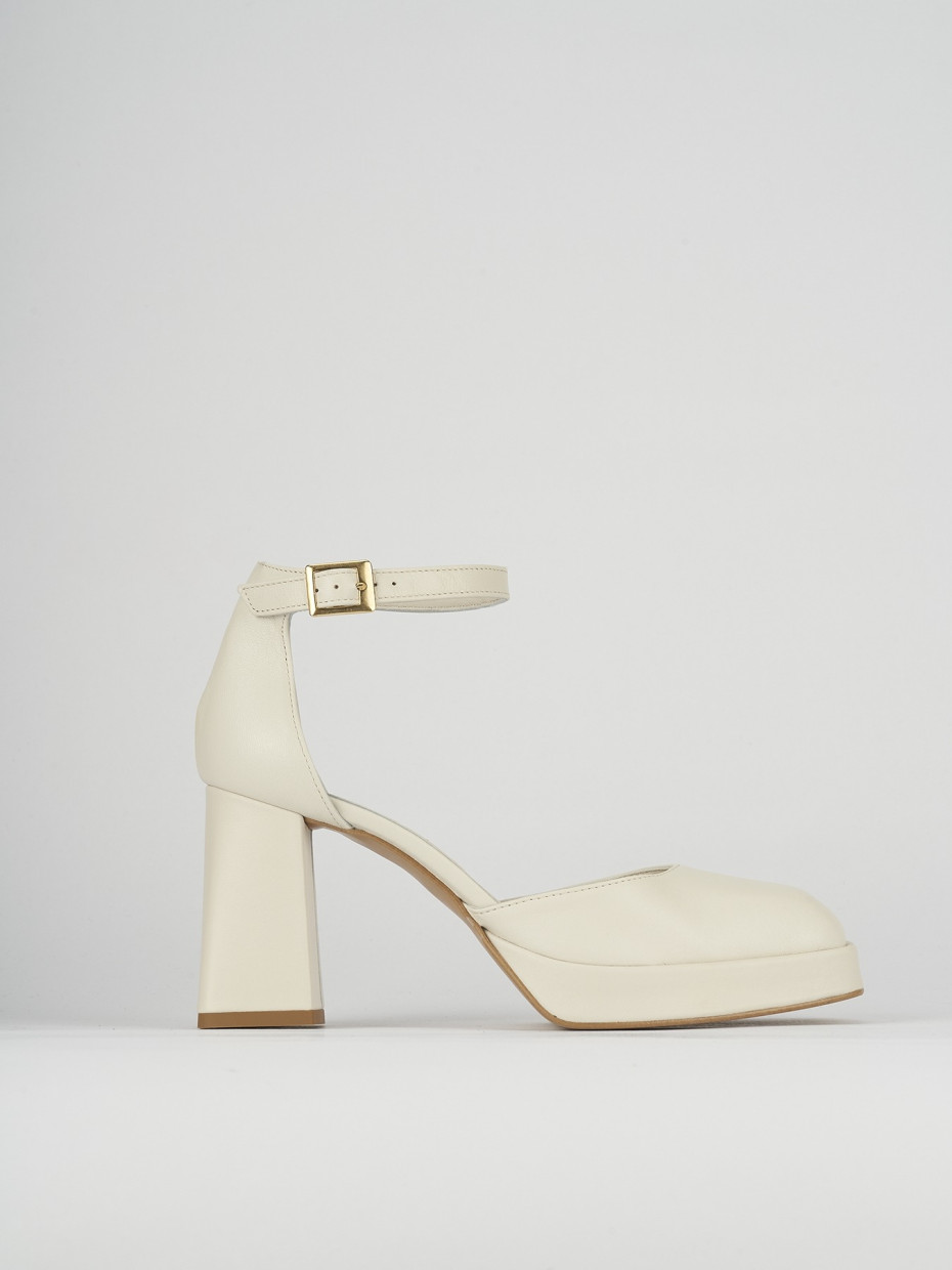 Zapatos de salón tacón 9 cm blanco cuero