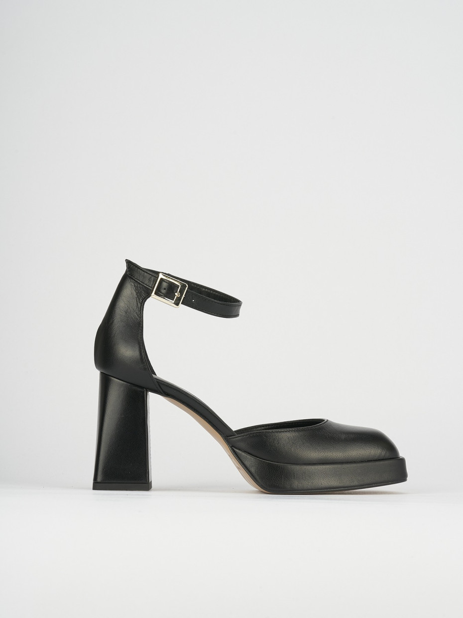 Zapatos de salón tacón 9 cm negro cuero