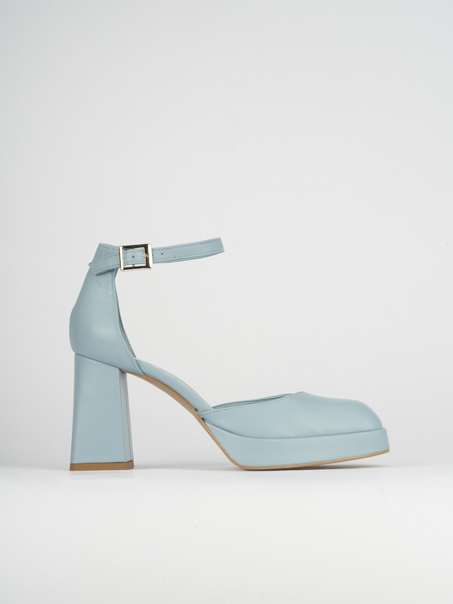Pumps heel 9 cm light blue leather