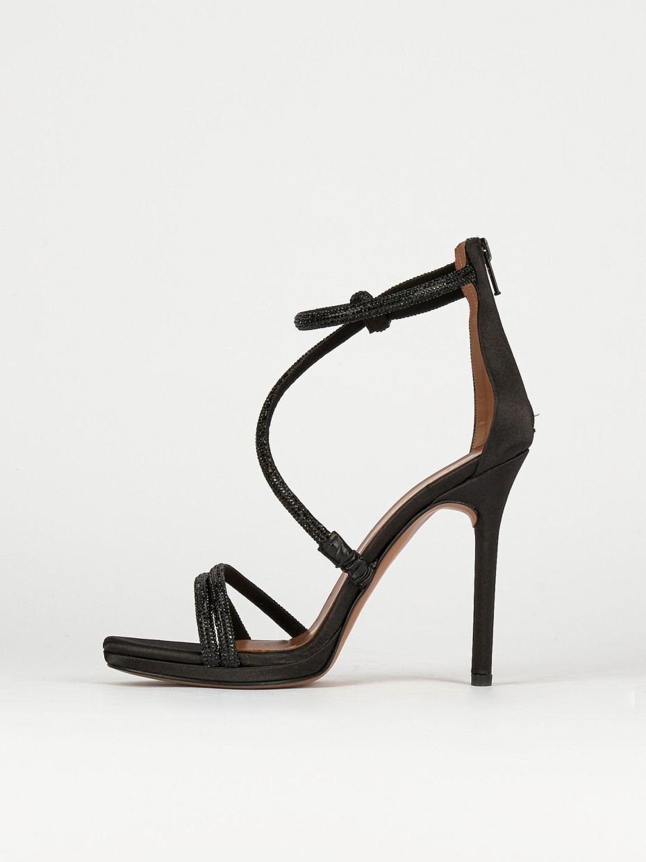 High heel sandals heel 10 cm black leather