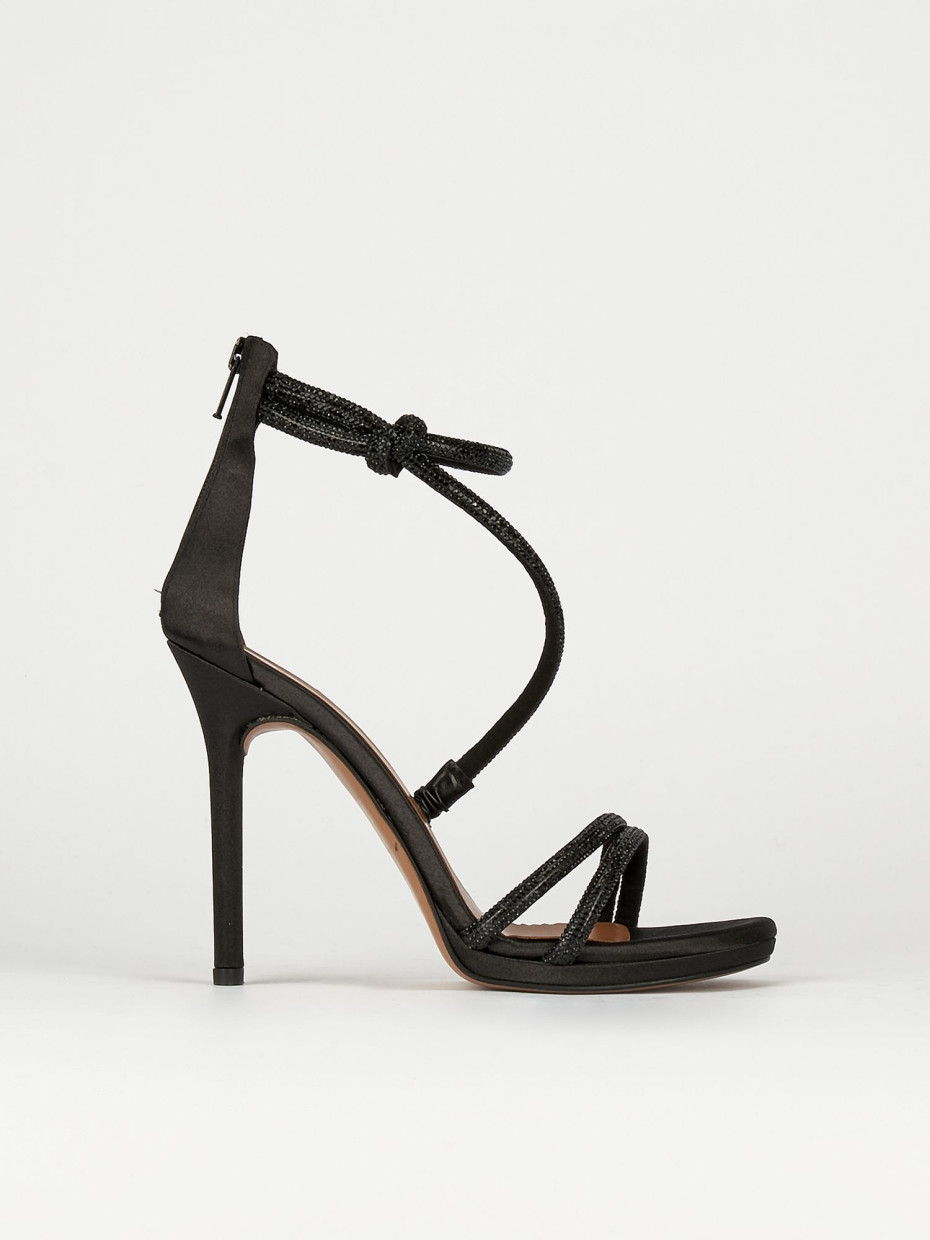 High heel sandals heel 10 cm black leather
