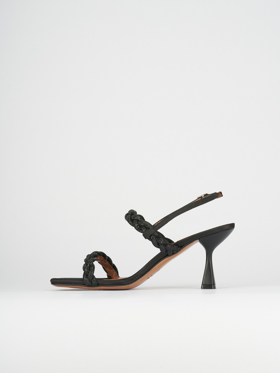 Sandali tacco 7cm pelle nero