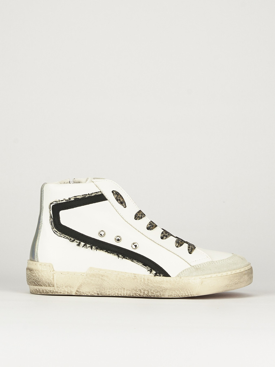 Zapatillas deportivas tacón 1 cm blanco cuero