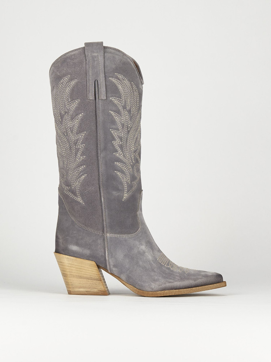 Botas de tacón alto tacón 7 cm turquesa ante