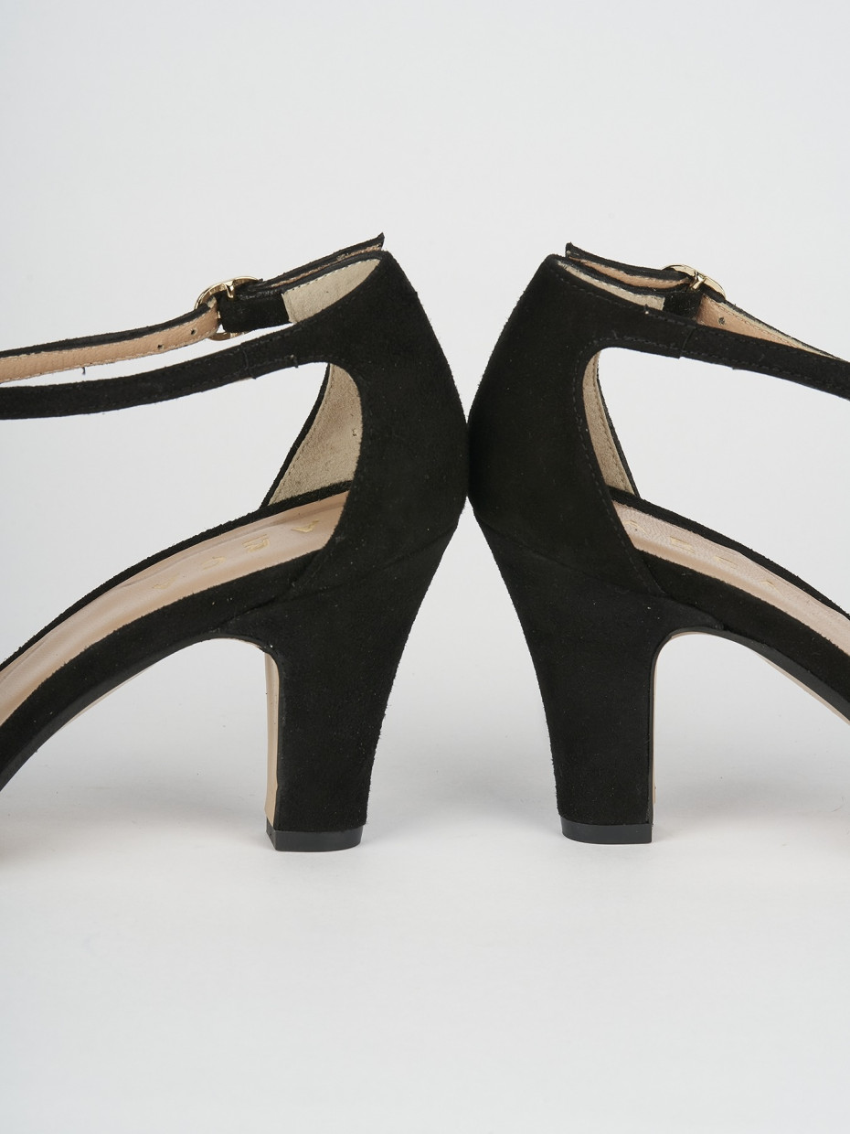Sandalias de tacón alto tacón 5 cm negro ante