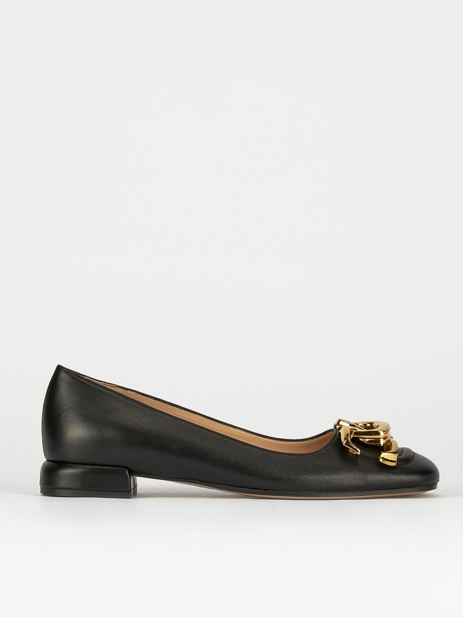 Mocasines tacón 1 cm negro cuero