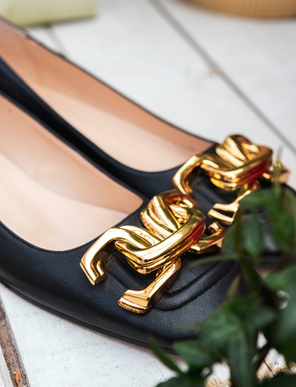 Mocasines tacón 1 cm negro cuero