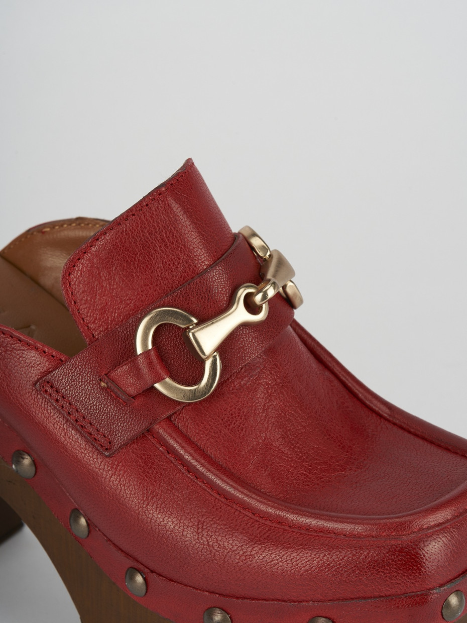 Zuecos con tacón tacón 8 cm rojo cuero