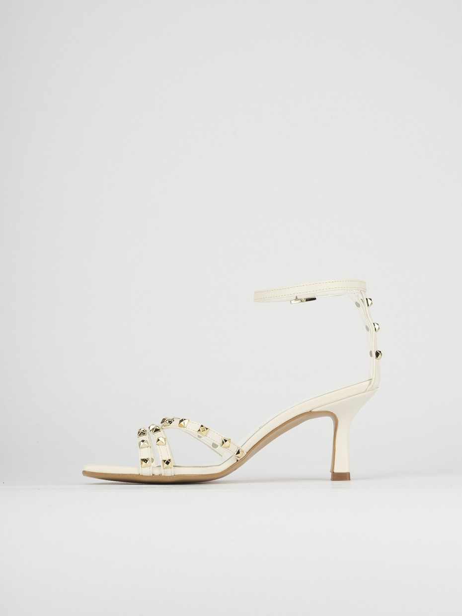 Sandalias de tacón alto tacón 7 cm blanco cuero