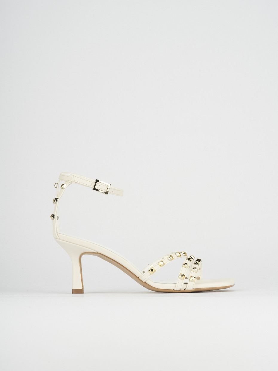 Sandalias de tacón alto tacón 7 cm blanco cuero