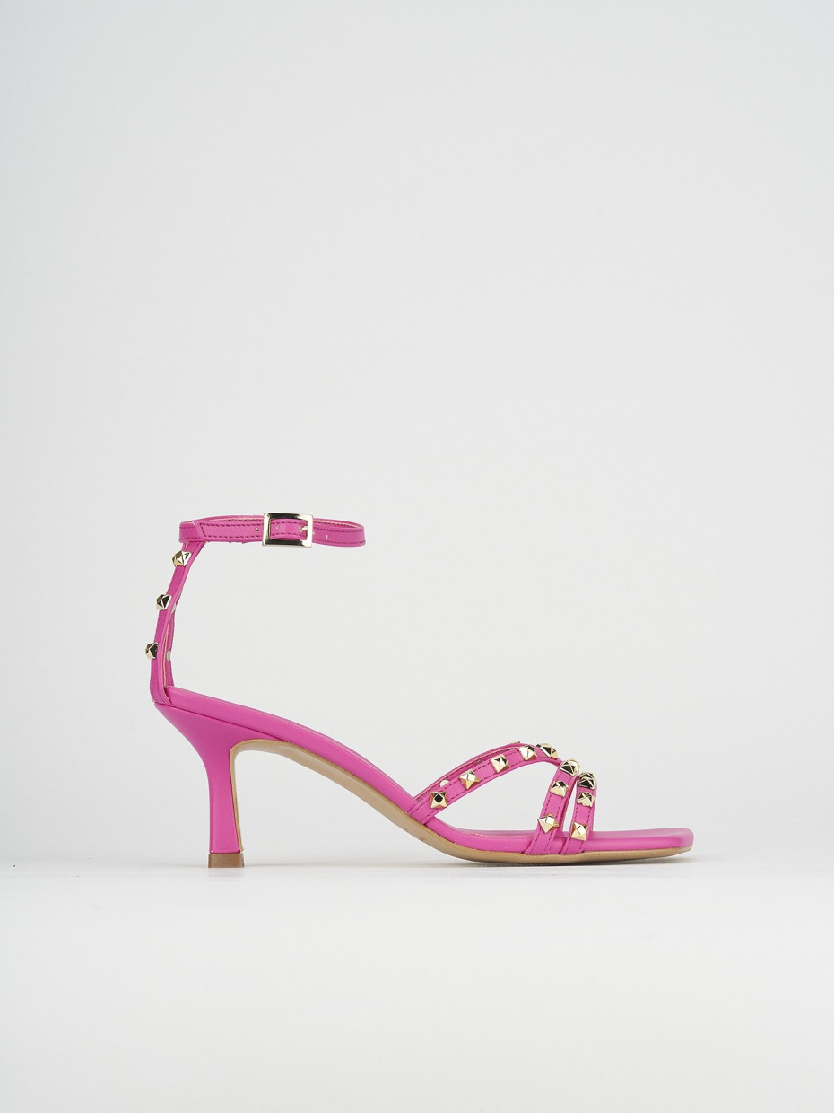 Sandalias de tacón alto tacón 7 cm rosa cuero