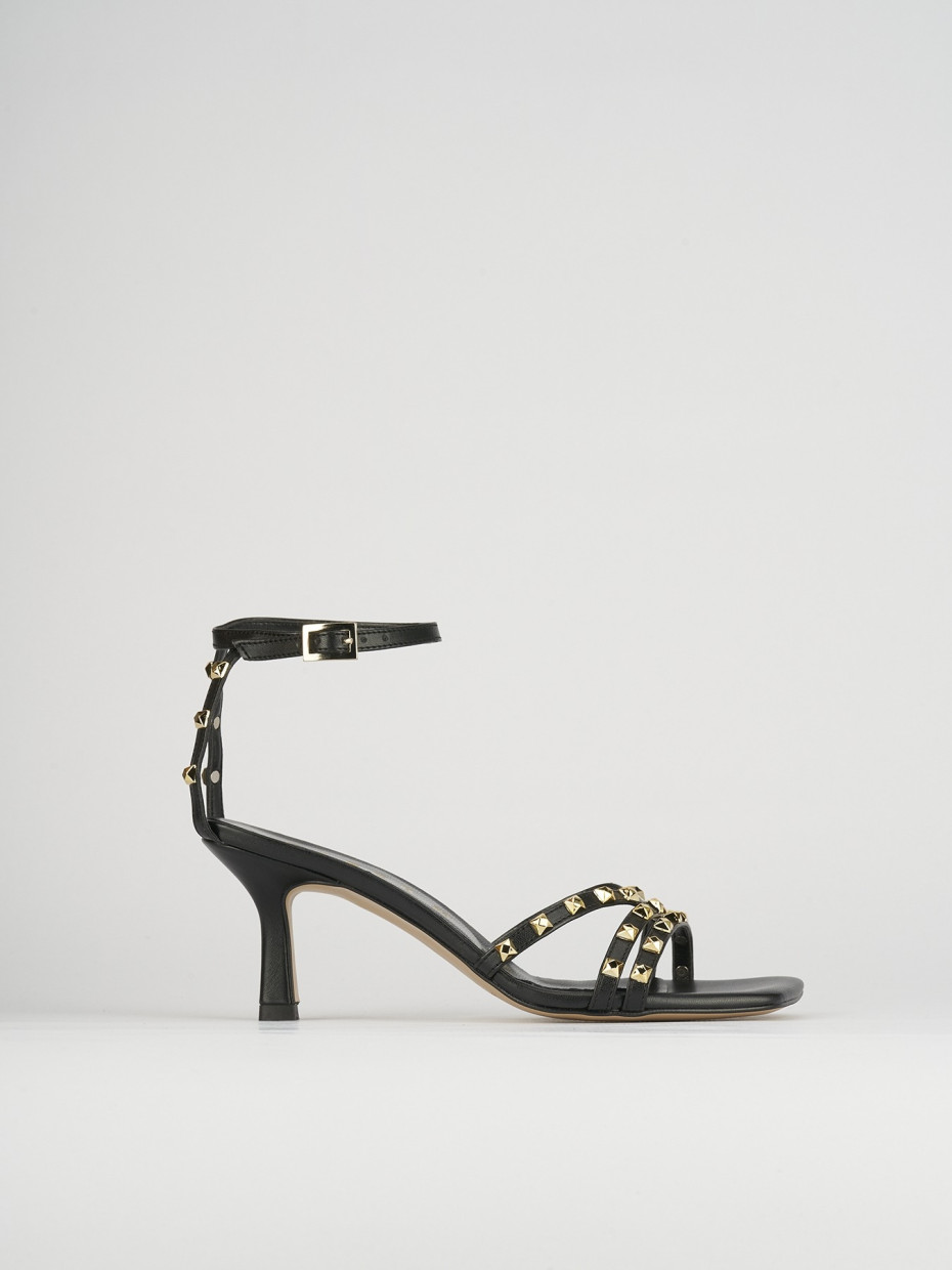 Sandalias de tacón alto tacón 7 cm negro cuero